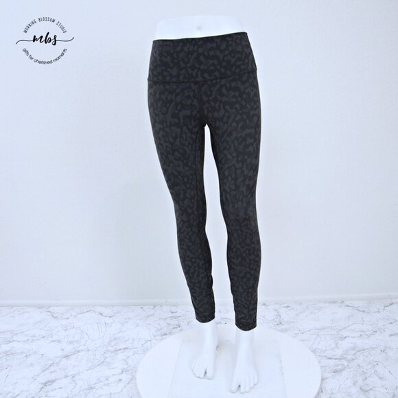 Lululemon Wunder Under Camo High Waist Tight Black Gray Women 6 - Picture 5 of 13